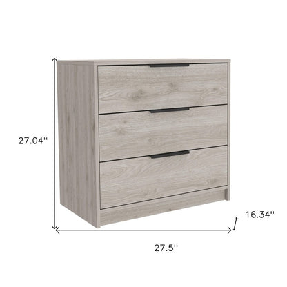 28" Light Gray Wood Three Drawer Dresser