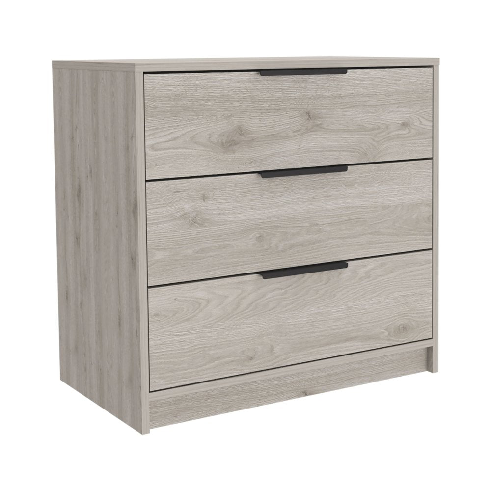 28" Light Gray Wood Three Drawer Dresser