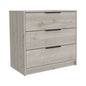 28" Light Gray Wood Three Drawer Dresser