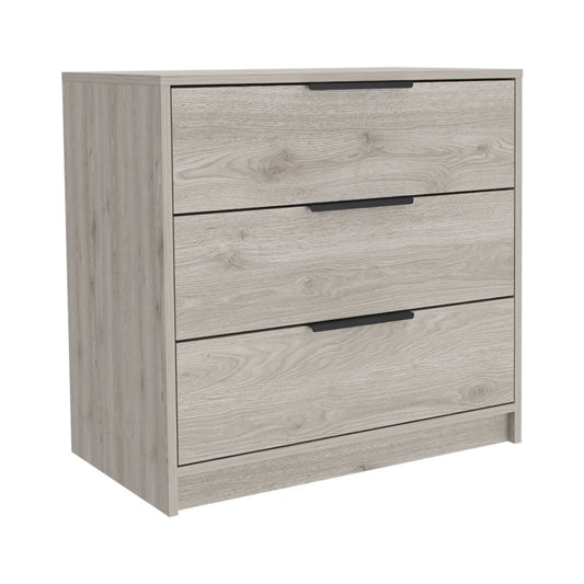 28" Light Gray Wood Three Drawer Dresser