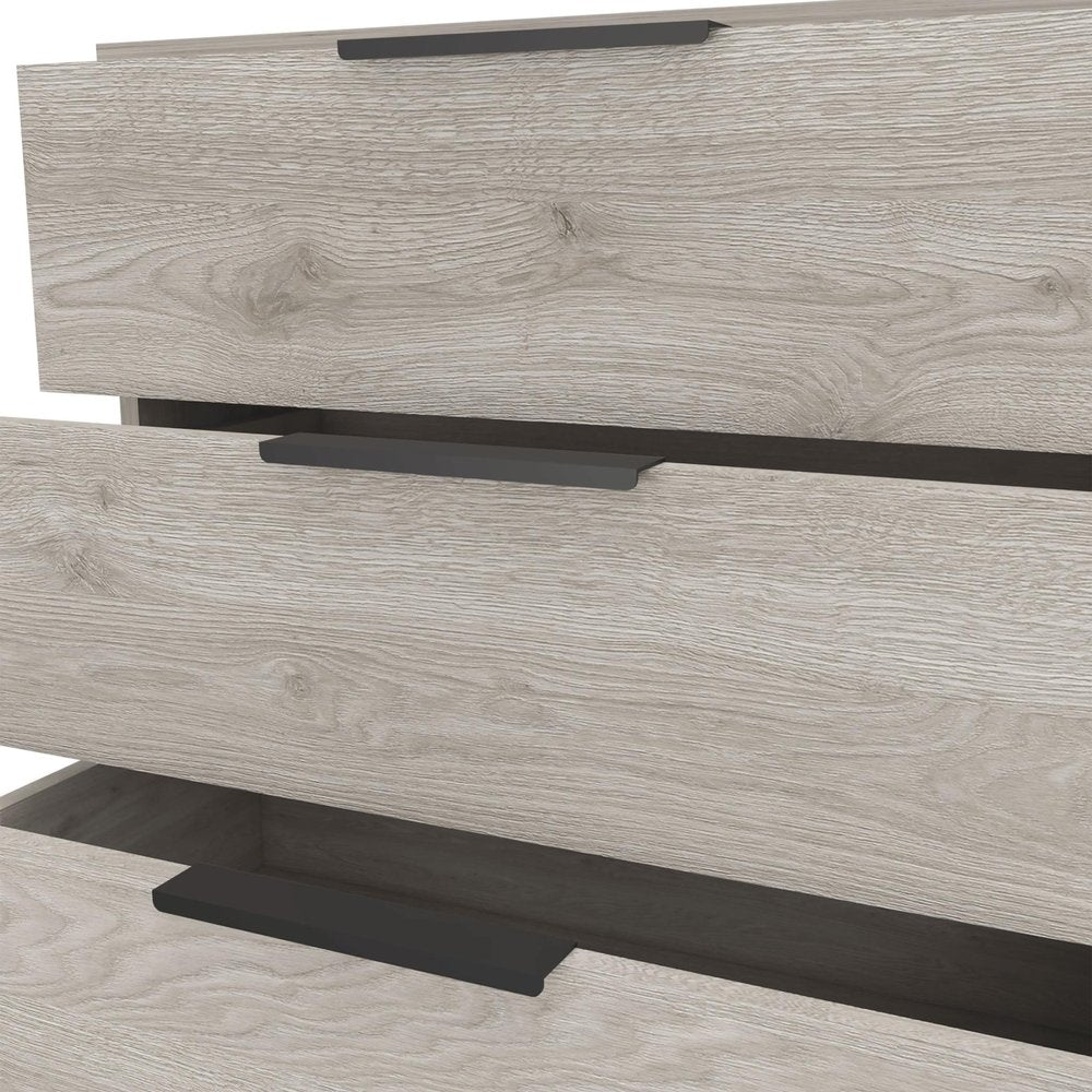 28" Light Gray Wood Three Drawer Dresser