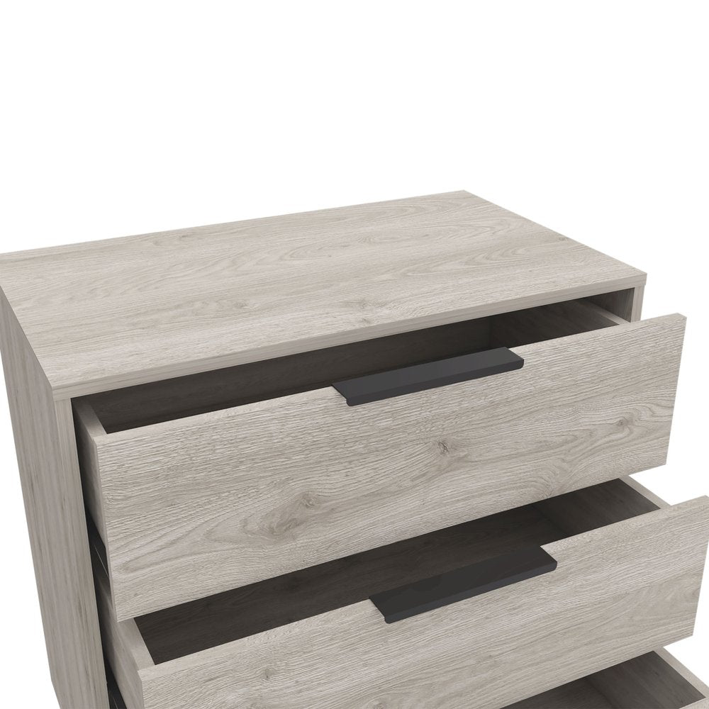 28" Light Gray Wood Three Drawer Dresser