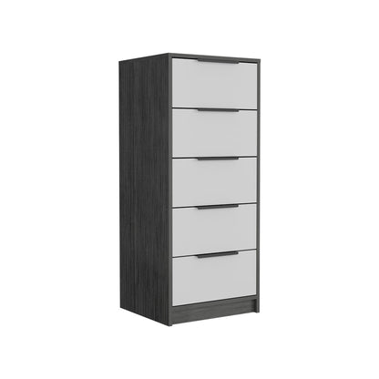 18" White and Gray Five Drawer Standard Chest