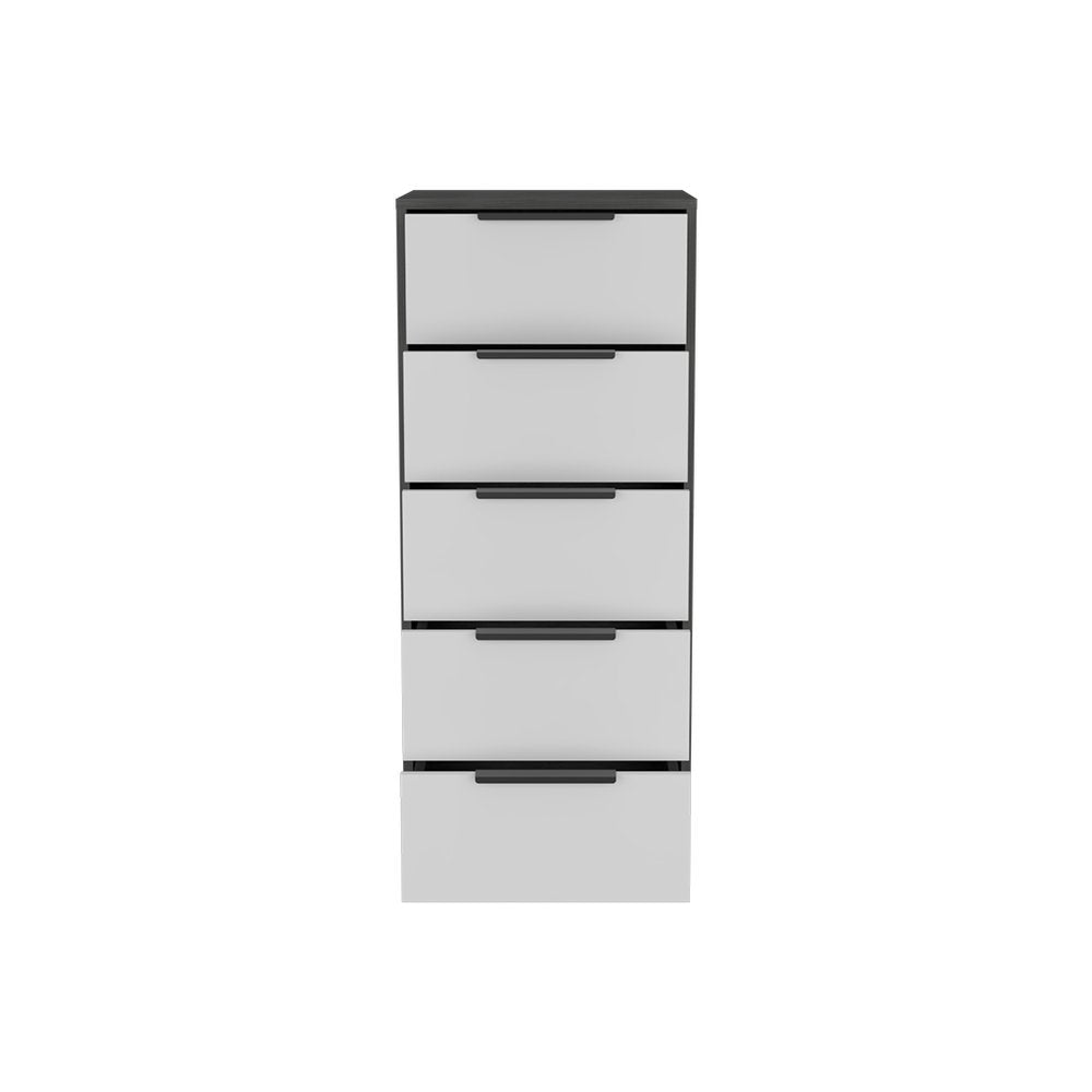 18" Gray And White Wood Five Drawer Dresser