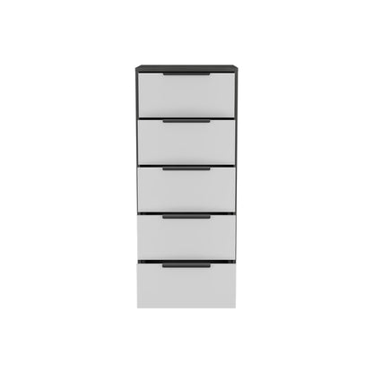 18" Gray And White Wood Five Drawer Dresser