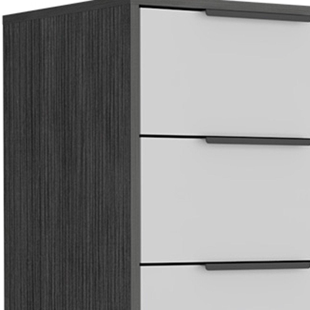 18" Gray And White Wood Five Drawer Dresser