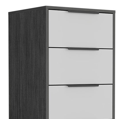 18" Gray And White Wood Five Drawer Dresser