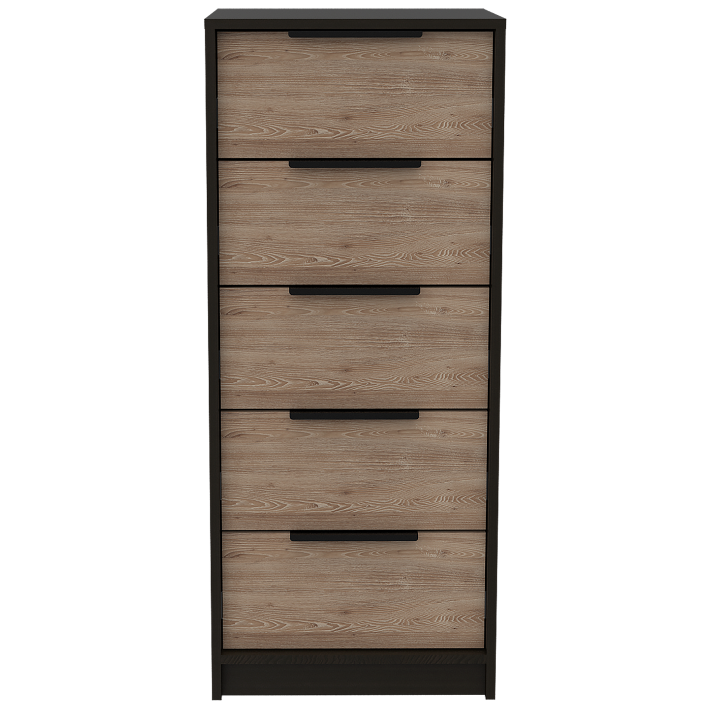 18" Brown and Black Five Drawer Standard Chest