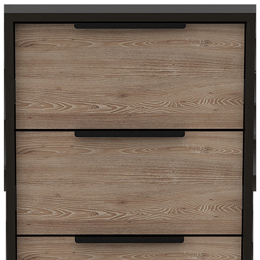 18" Black And Brown Wood Five Drawer Dresser