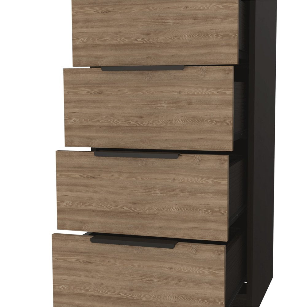 18" Black And Brown Wood Five Drawer Dresser