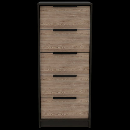 18" Brown and Black Five Drawer Standard Chest