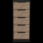 18" Brown and Black Five Drawer Standard Chest