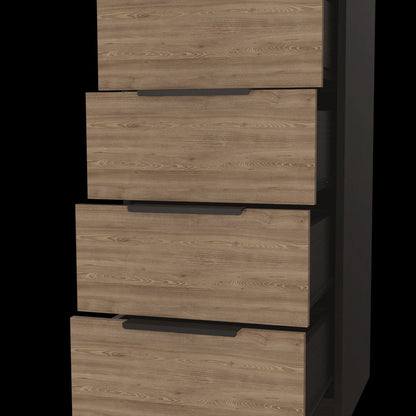 18" Brown and Black Five Drawer Standard Chest