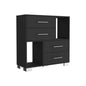 35" Black Four Drawer Dresser With Open Cubby Space