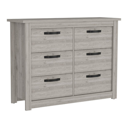47" Light Gray Wood Six Drawer Double Dresser