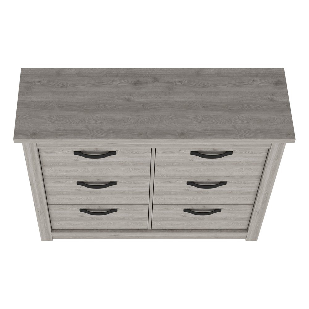 47" Light Gray Wood Six Drawer Double Dresser