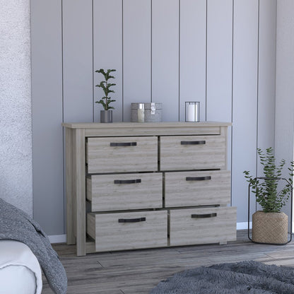 47" Light Gray Wood Six Drawer Double Dresser