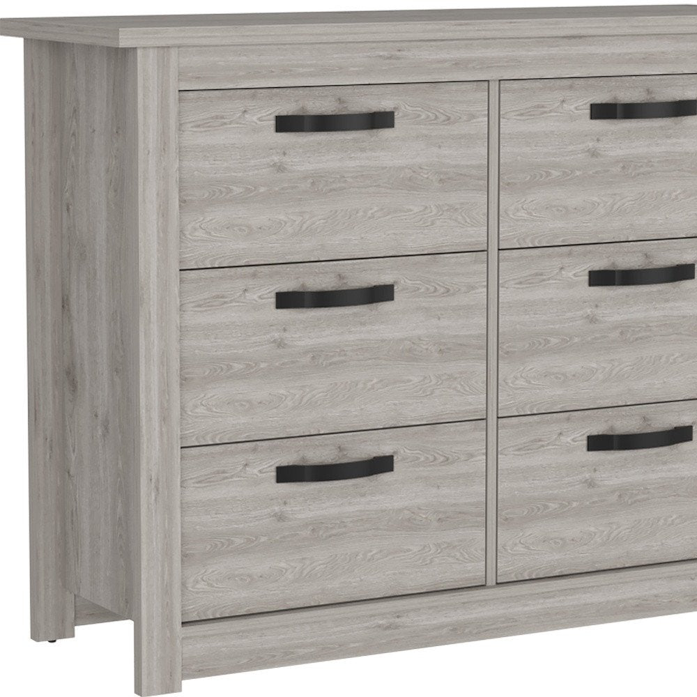 47" Light Gray Wood Six Drawer Double Dresser