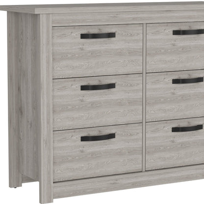 47" Light Gray Wood Six Drawer Double Dresser