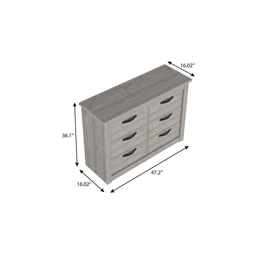 47" Light Gray Wood Six Drawer Double Dresser