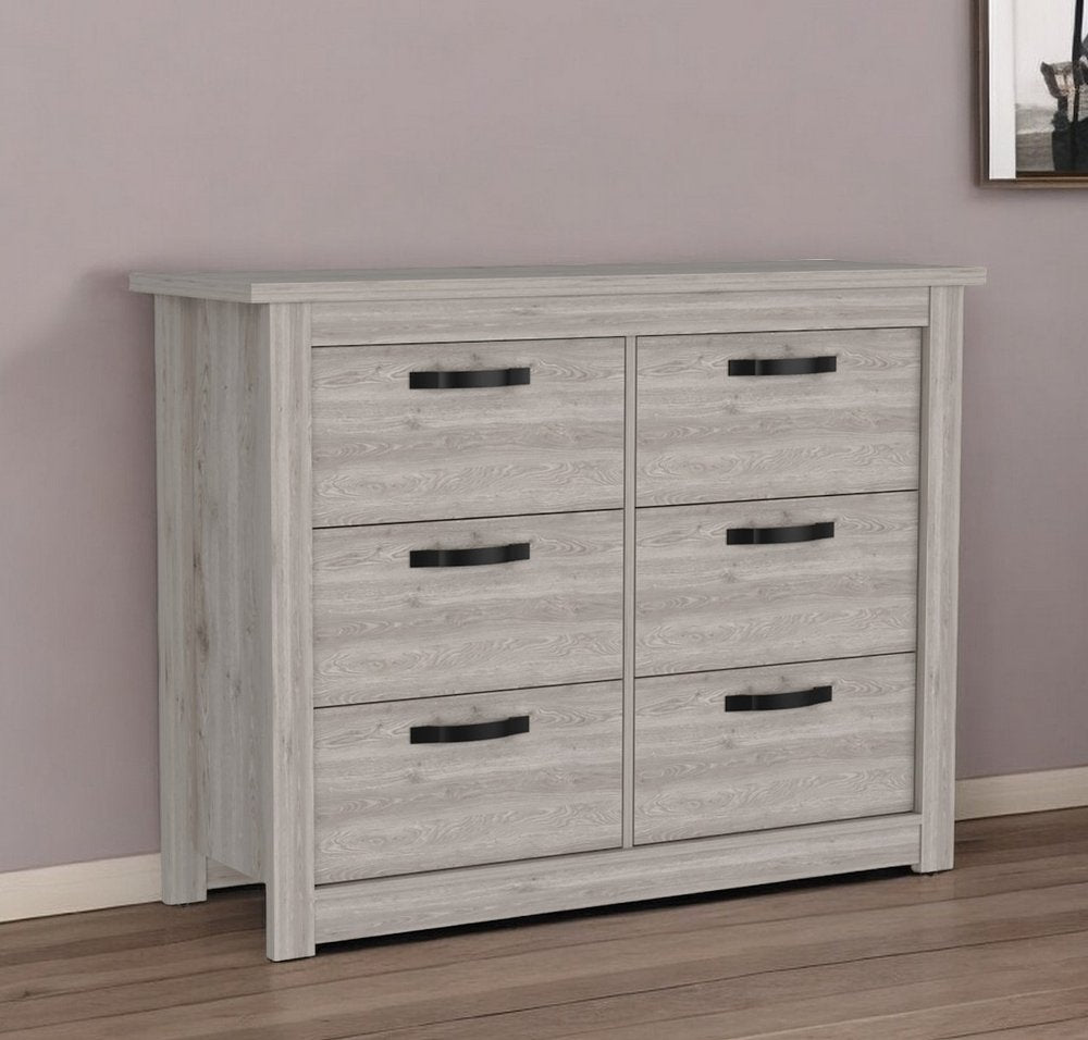 47" Light Gray Wood Six Drawer Double Dresser
