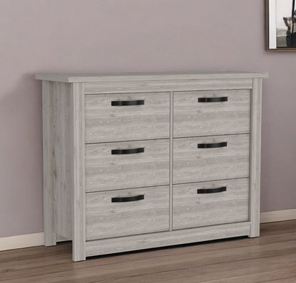 47" Light Gray Wood Six Drawer Double Dresser