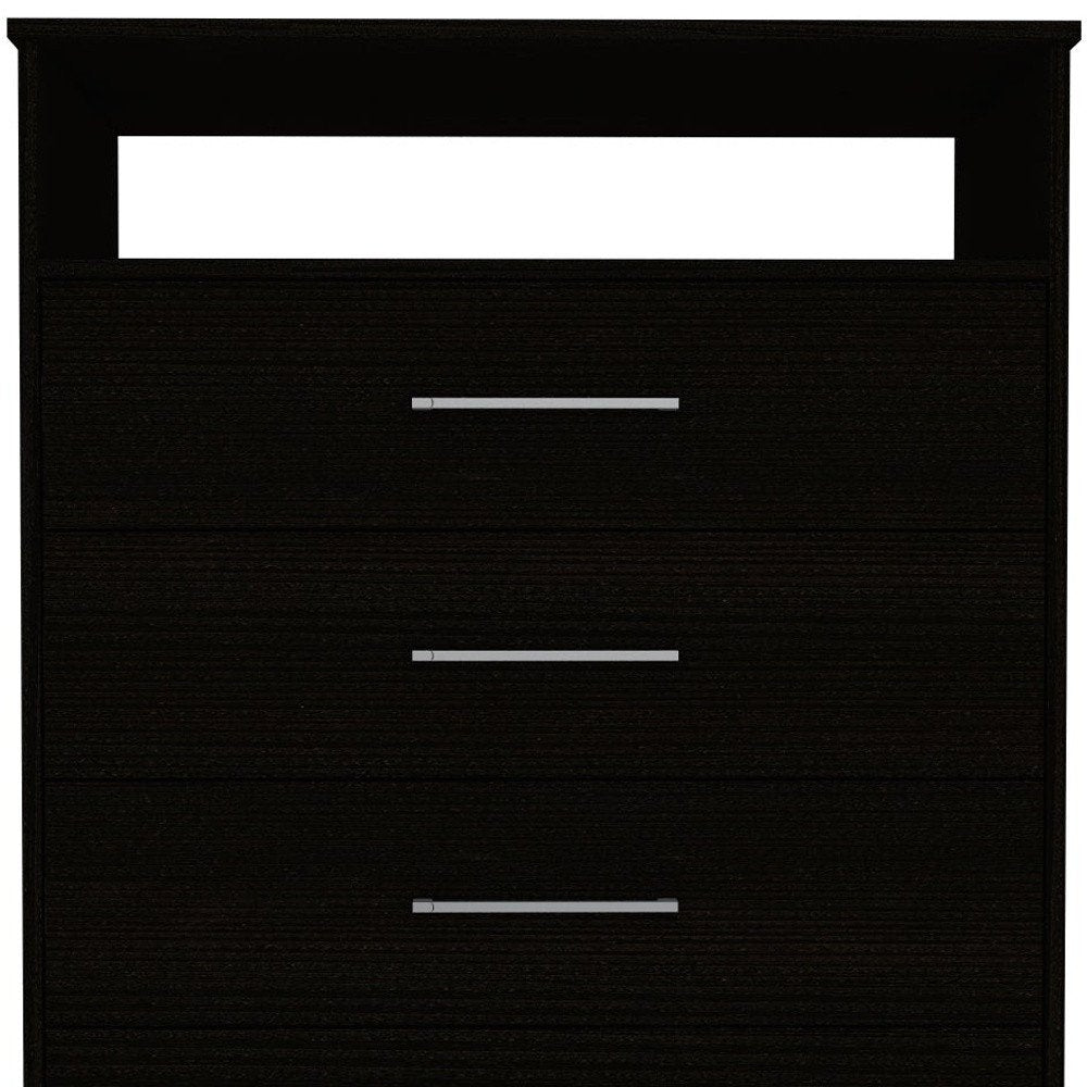 31" Black Wood Four Drawer Dresser