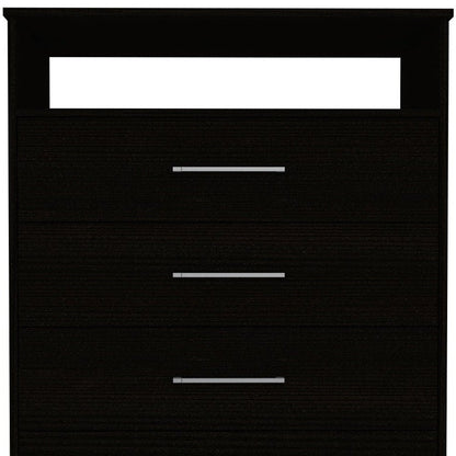 31" Black Wood Four Drawer Dresser