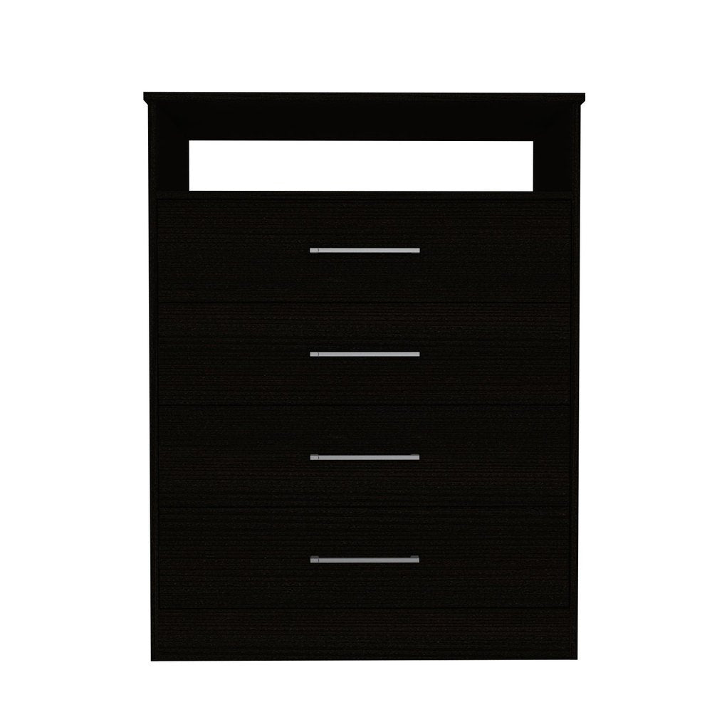 31" Black Wood Four Drawer Dresser