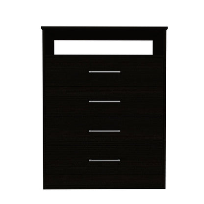 31" Black Wood Four Drawer Dresser
