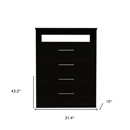 31" Black Wood Four Drawer Dresser