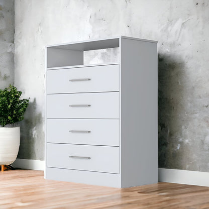 31" White Wood Four Drawer Dresser