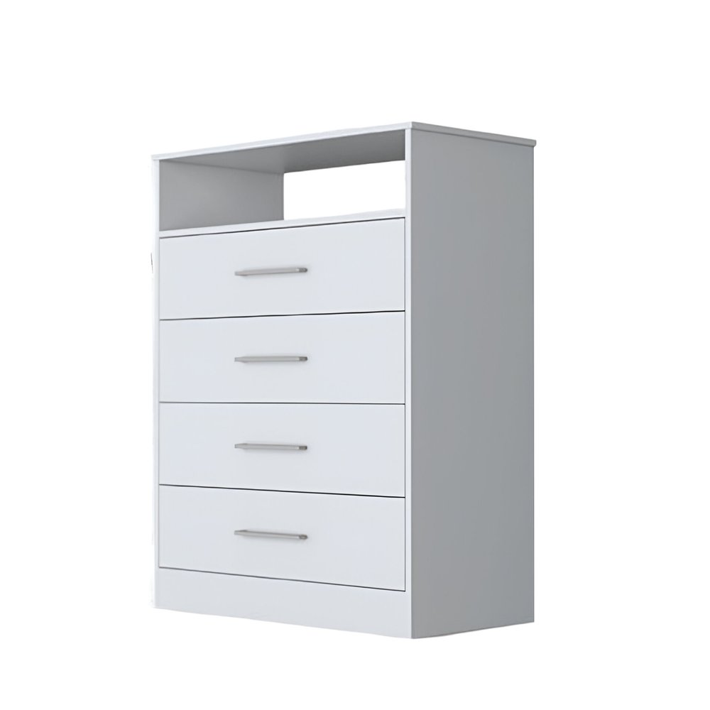 31" White Wood Four Drawer Dresser