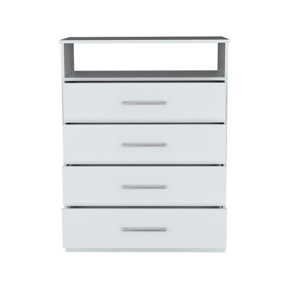 31" White Wood Four Drawer Dresser