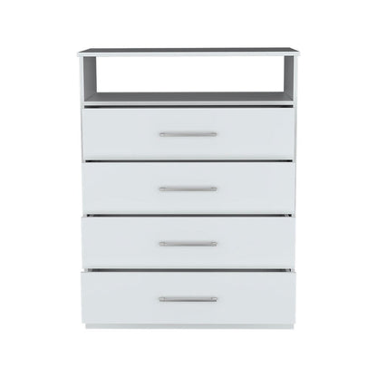 31" White Wood Four Drawer Dresser