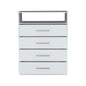 31" White Four Drawer Dresser With Open Shelf
