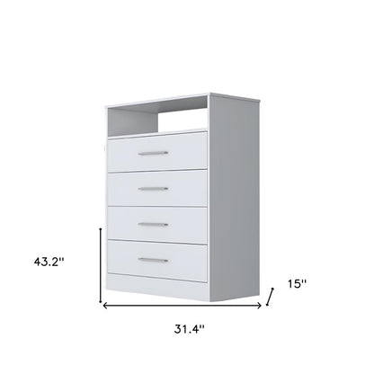 31" White Wood Four Drawer Dresser