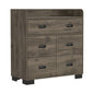 34" Dark Brown Wood Five Drawer Dresser