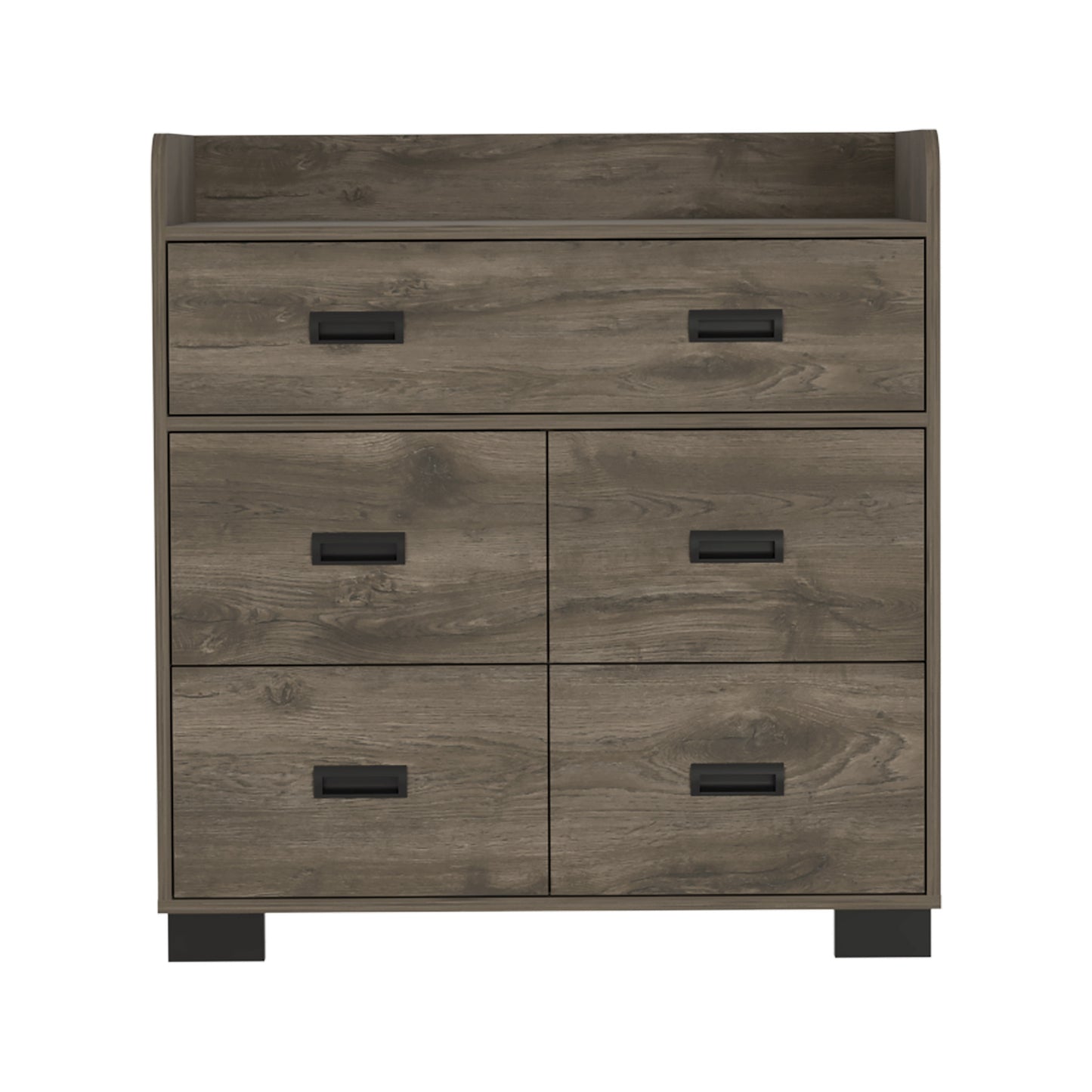 34" Dark Brown Five Drawer Dresser