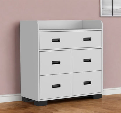 34" White Five Drawer Dresser