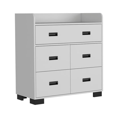 34" White Five Drawer Dresser