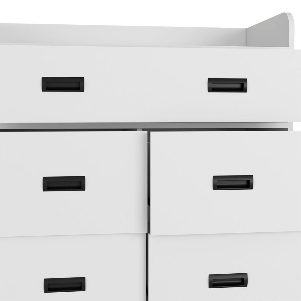 34" White Wood Five Drawer Dresser