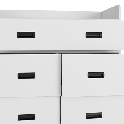 34" White Wood Five Drawer Dresser