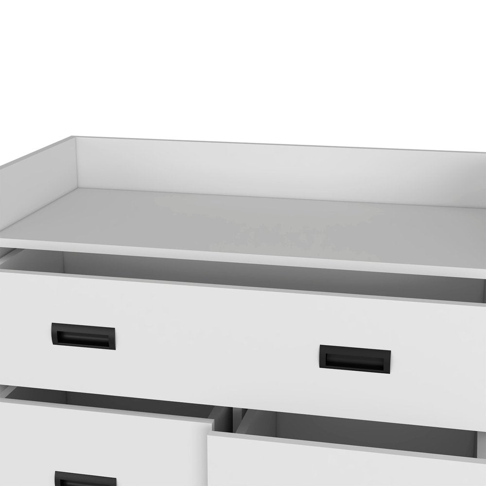 34" White Wood Five Drawer Dresser