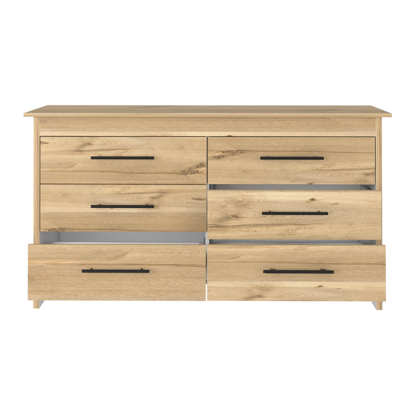 59" Natural Six Drawer Double Dresser