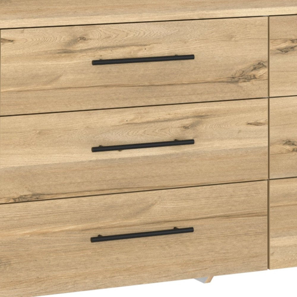59" Natural Wood Six Drawer Double Dresser