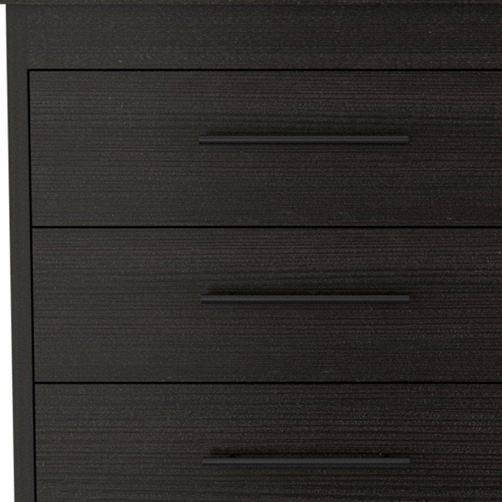 59" Black Wood Six Drawer Double Dresser