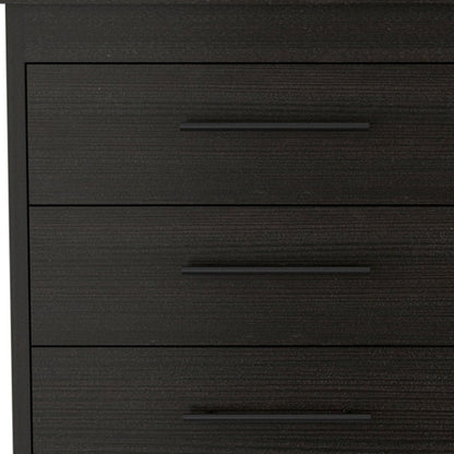 59" Black Wood Six Drawer Double Dresser
