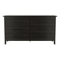 59" Black Wood Six Drawer Double Dresser