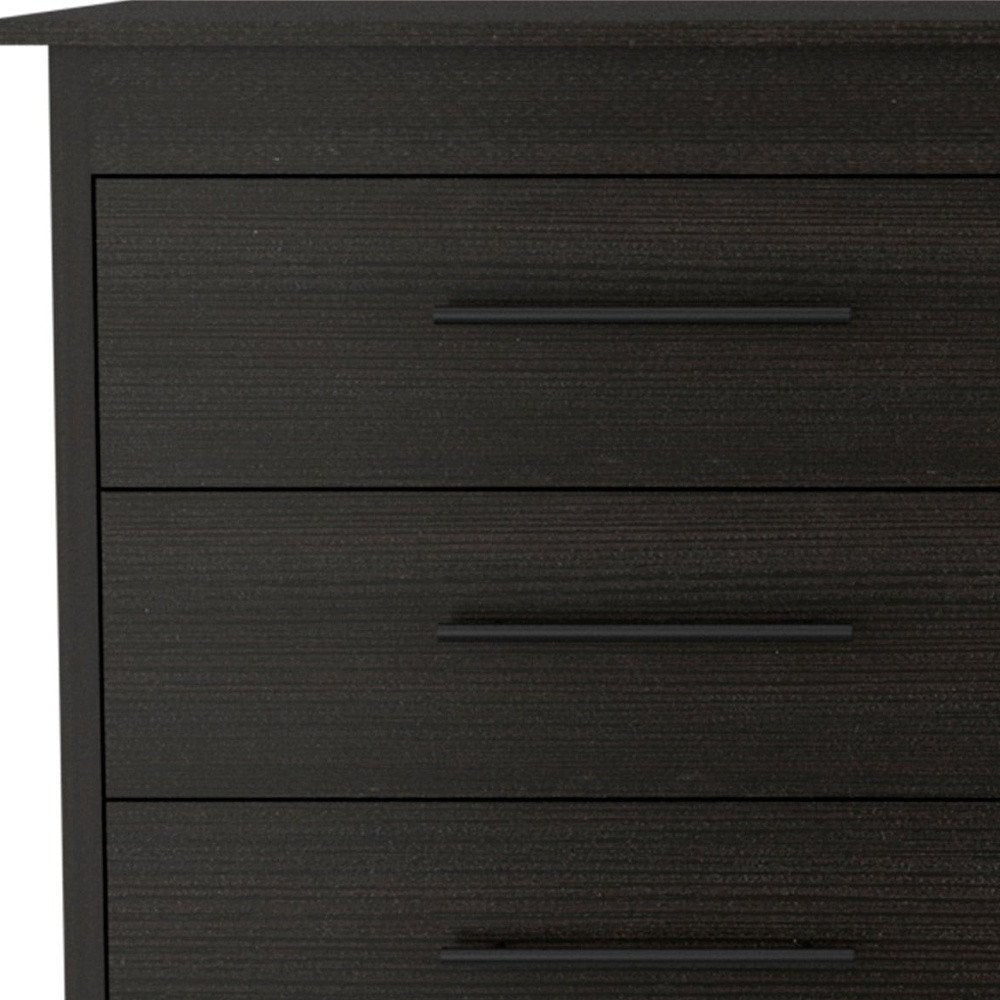 59" Black Wood Six Drawer Double Dresser